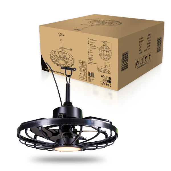 Plafondventilator met LED lamp | Ø 50.8 cm | 2000-4000K | IP44 | Zwart | 42W LDR02463 - 1