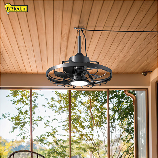 Plafondventilator met LED lamp | Ø 50.8 cm | 2000-4000K | IP44 | Zwart | 42W LDR02463 - 3