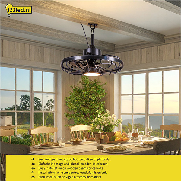 Plafondventilator met LED lamp | Ø 50.8 cm | 2000-4000K | IP44 | Zwart | 42W LDR02463 - 5