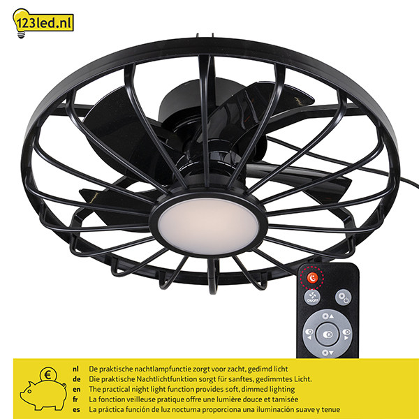 Plafondventilator met LED lamp | Ø 50.8 cm | 2000-4000K | IP44 | Zwart | 42W LDR02463 - 7