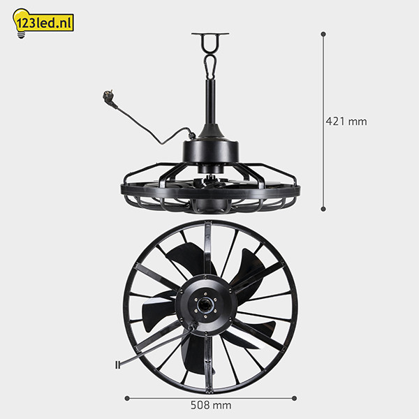 Plafondventilator met LED lamp | Ø 50.8 cm | 2000-4000K | IP44 | Zwart | 42W LDR02463 - 8