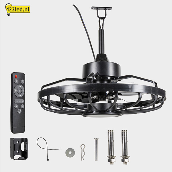 Plafondventilator met LED lamp | Ø 50.8 cm | 2000-4000K | IP44 | Zwart | 42W LDR02463 - 9