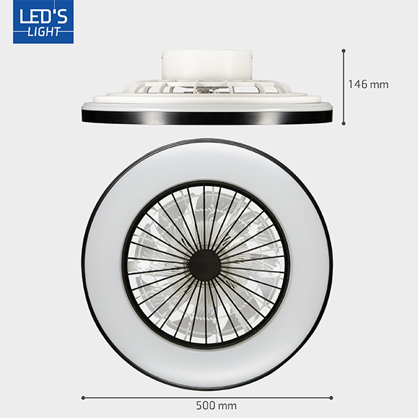 Plafondventilator met LED lamp | Ø 50 cm | 2000-4000K | Zwart | 55W LDR06773 - 7