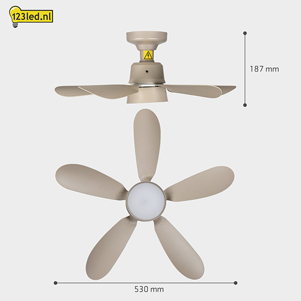 Plafondventilator met LED lamp | Ø 53 cm | 2200-6500K | Zandkleur | 25W LDR02465 - 7