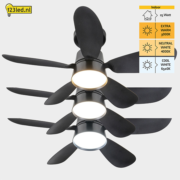 Plafondventilator met LED lamp | Ø 53 cm | 2200-6500K | Zwart | 25W LDR02464 - 4