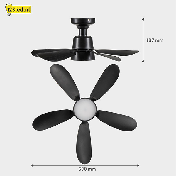 Plafondventilator met LED lamp | Ø 53 cm | 2200-6500K | Zwart | 25W LDR02464 - 7