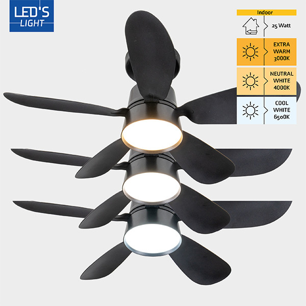 Plafondventilator met LED lamp | Ø 53 cm | 2200-6500K | Zwart | 25W LDR06824 - 2