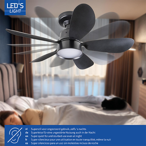123led Plafondventilator met LED lamp | Ø 53 cm | 3000-6500K | Zwart | 25W  LDR06824 - 4
