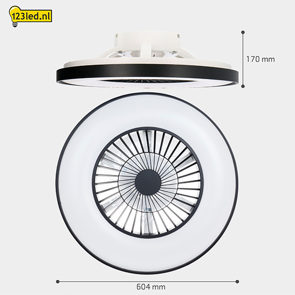 Plafondventilator met LED lamp | Ø 60.4 cm | 2000-4000K | Zwart | 52W LDR02462 - 6