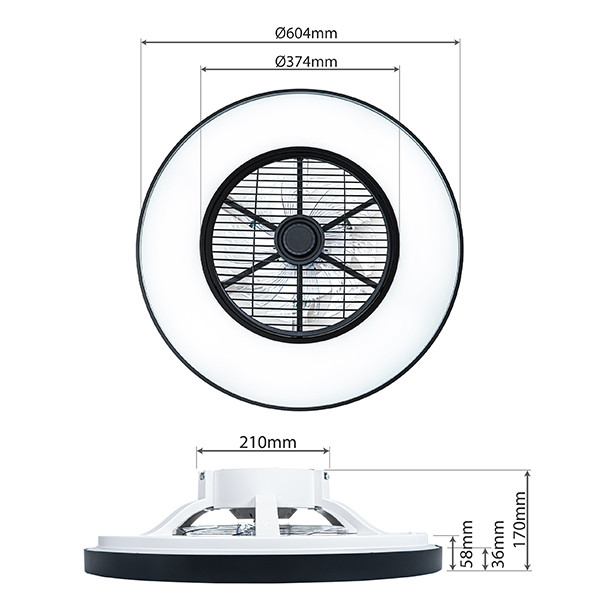 123led Plafondventilator met LED lamp | Ø 60 cm | 2000-4000K | 64W  LDR06703 - 2