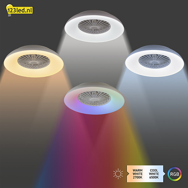 Plafondventilator met LED lamp | Ø 60 cm | RGB + 2700-6500K | Wit | 54W LDR02469 - 4