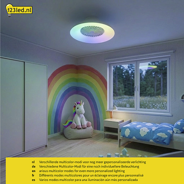 Plafondventilator met LED lamp | Ø 60 cm | RGB + 2700-6500K | Wit | 54W LDR02469 - 5