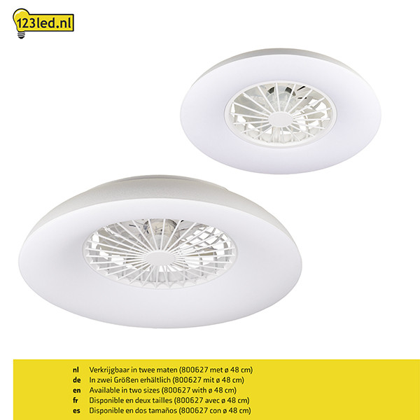 Plafondventilator met LED lamp | Ø 60 cm | RGB + 2700-6500K | Wit | 54W LDR02469 - 7