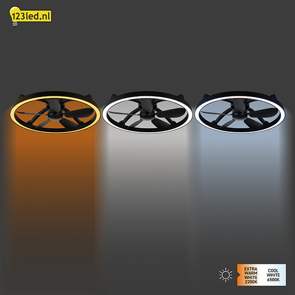 Plafondventilator met LED lamp | Ø 61.3 cm | 2200-6500K | Zwart | 27W LDR02467 - 4