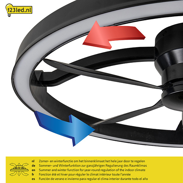 Plafondventilator met LED lamp | Ø 61.3 cm | 2200-6500K | Zwart | 27W LDR02467 - 5