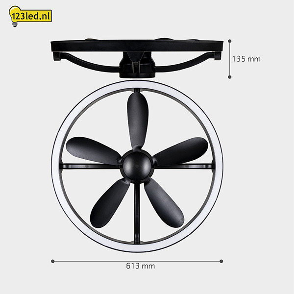 Plafondventilator met LED lamp | Ø 61.3 cm | 2200-6500K | Zwart | 27W LDR02467 - 7