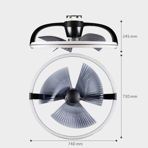 123led Plafondventilator met LED lamp | Ø 73.6 cm | 2000-4000K | Zwart | 65W  LDR06807 - 10