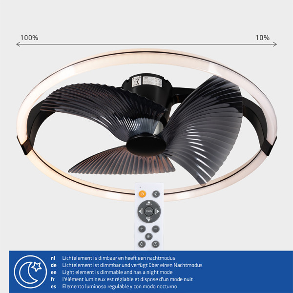 123led Plafondventilator met LED lamp | Ø 73.6 cm | 2000-4000K | Zwart | 65W  LDR06807 - 4