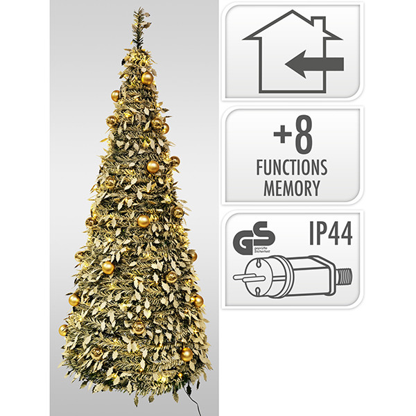 Pop up kerstboom 1.80 meter | Warm wit | 150 lampjes | Champagne goud LKO00873 - 2