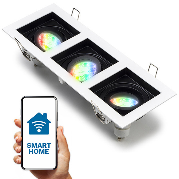 123led Smart inbouwspot 3x GU10 | Vierkant | Geschikt voor Philips Hue (Zwart/Wit, IP20, 1 stuk)  LDR08101 - 1