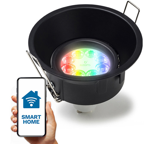 123led Smart inbouwspot GU10 | Rond | Diep | Geschikt voor Philips Hue (Zwart, IP20, 1 stuk)  LDR08095 - 1