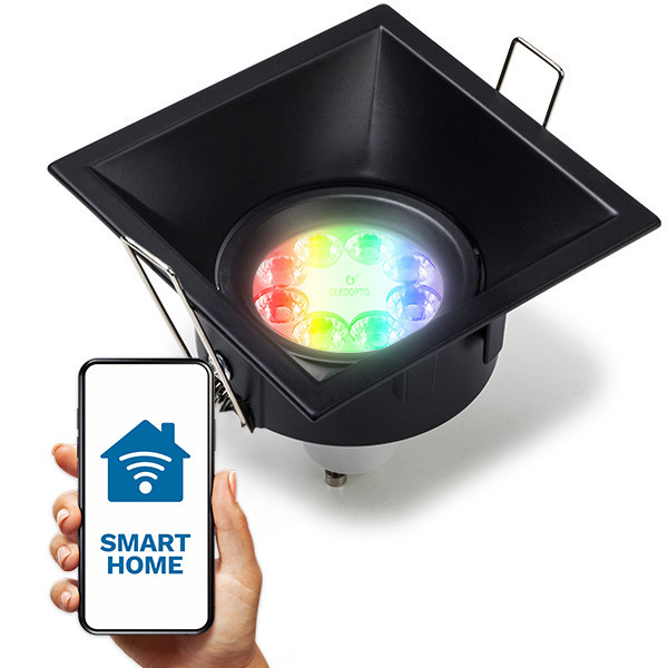 123led Smart inbouwspot GU10 | Vierkant | Diep | Geschikt voor Philips Hue (Zwart, IP20, 1 stuk)  LDR08097 - 1