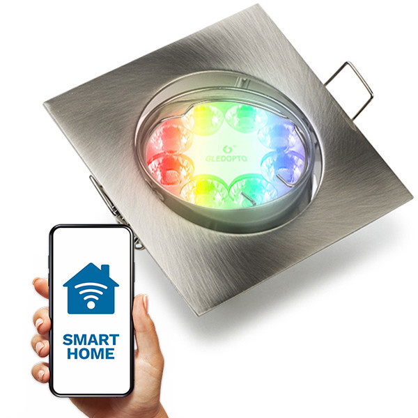 123led Smart inbouwspot GU10 | Vierkant | Geschikt voor Philips Hue (Nikkel, IP20, 1 stuk)  LDR08093 - 1