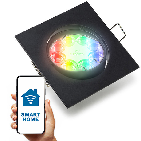 123led Smart inbouwspot GU10 | Vierkant | Geschikt voor Philips Hue (Zwart, IP20, 1 stuk)  LDR08092 - 1