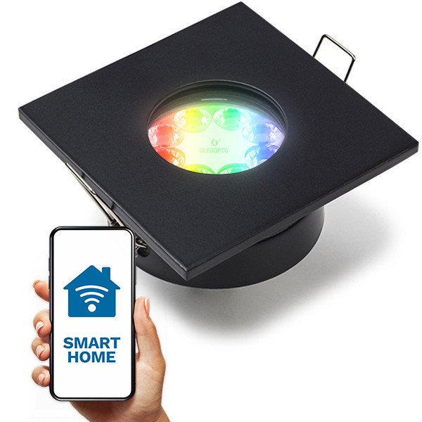 123led Smart inbouwspot GU10 | Vierkant | Geschikt voor Philips Hue (Zwart, IP65, 1 stuk)  LDR08106 - 1