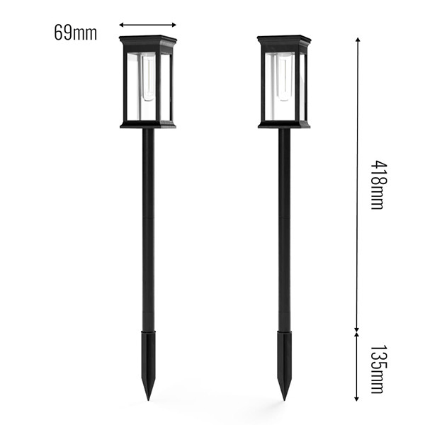 123led Solar lantaarn met sensor | Lakeside | 50 lumen | Zwart | 2 stuks  LDR09430 - 4