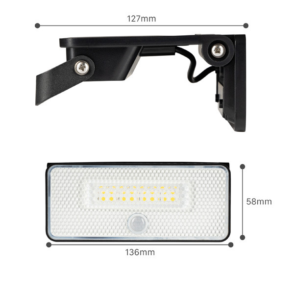 123led Solar schijnwerper met sensor | 1000 lumen | 4000K | IP54 | Zwart  LDR06763 - 3