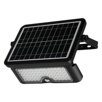 123led Solar schijnwerper met sensor | Kawasaki | 3000K | IP65 | Zwart | 10W  LDR08581
