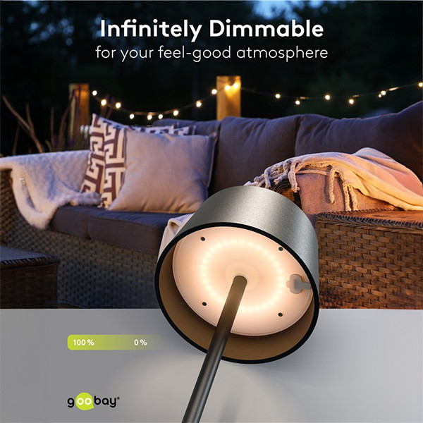 123led Solar tafellamp | 3000K | Dimbaar | IP44 | 2W | Zwart  LDR09444 - 6