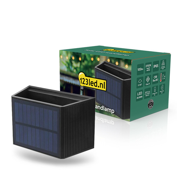 Solar wandlamp | Up & Down | 100 lumen | 2700K | IP65 | Zwart LDR08864 - 1
