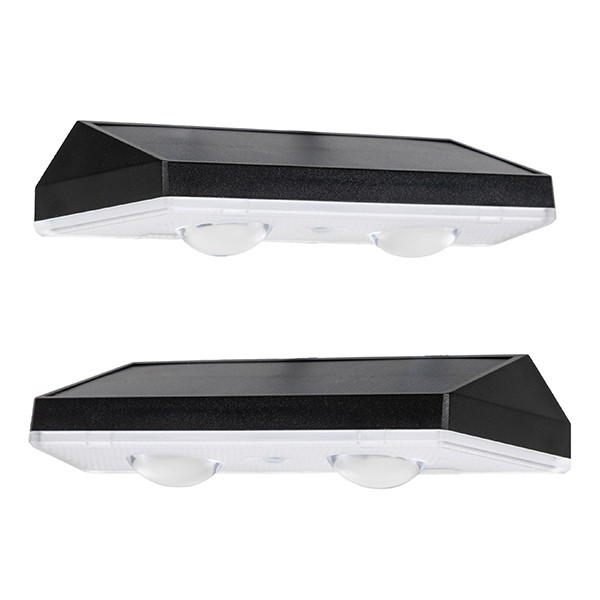 Solar wandlamp met schemerssensor | 3000K-4000K-6500K | IP44 | Zwart | 2 stuks LDR06843 - 1