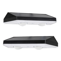 Solar wandlamp met sensor | 3000K-4000K-6500K | IP44 | Zwart | 2 stuks LDR06843