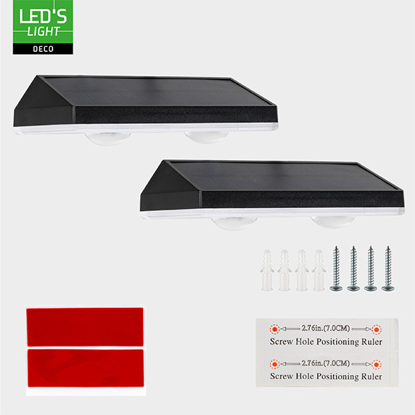 Solar wandlamp met sensor | 3000K-4000K-6500K | IP44 | Zwart | 2 stuks LDR06843 - 8