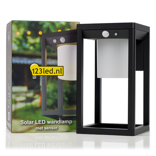 123led Solar wandlamp met sensor | Kingsbridge | 3000K | IP54 | Zwart  LDR08540 - 2