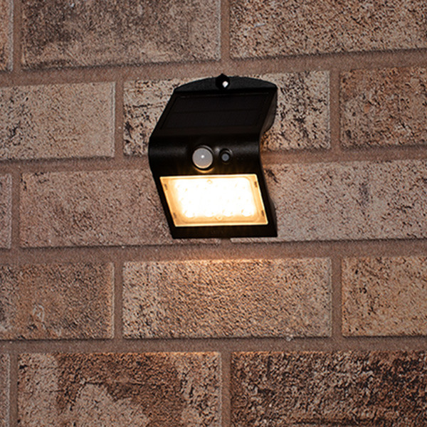 heilig Zij zijn niets Solar wandlamp met sensor | Kyoto | Zwart | 3000K | 1.5W 123led 123led.nl