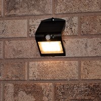 123led Solar wandlamp met sensor | Kyoto | Zwart | 3000K | 1.5W  LDR01372