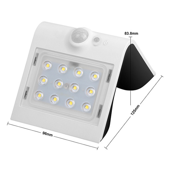 123led Solar wandlamp met sensor | Osaka | 3000K | IP65 | Wit | 1.5W  LDR08573 - 5