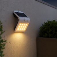 123led Solar wandlamp met sensor | Osaka | 3000K | IP65 | Wit | 1.5W  LDR08573