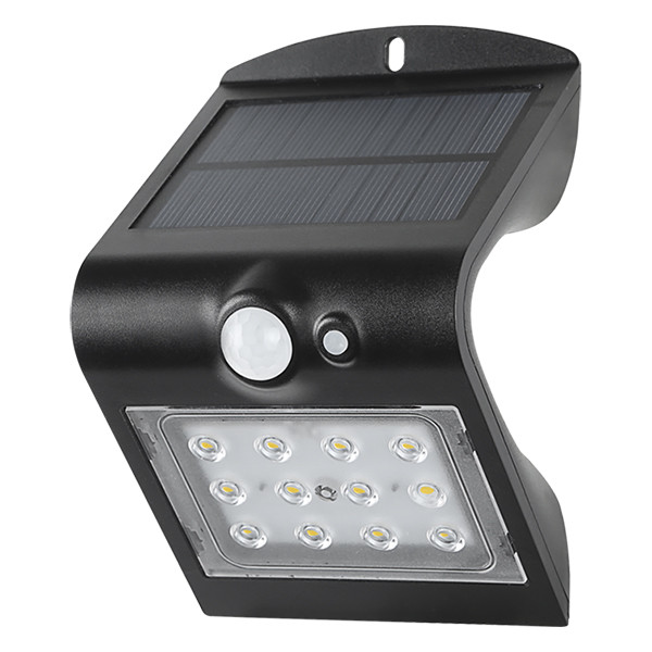 123led Solar wandlamp met sensor | Osaka | 3000K | IP65 | Zwart | 1.5W  LDR08574 - 1