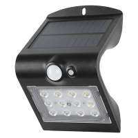 123led Solar wandlamp met sensor | Osaka | 3000K | IP65 | Zwart | 1.5W  LDR08574