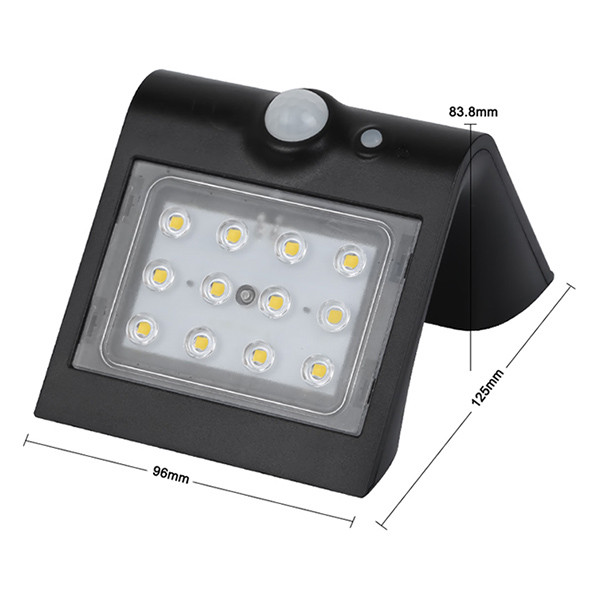 123led Solar wandlamp met sensor | Osaka | 3000K | IP65 | Zwart | 1.5W  LDR08574 - 5