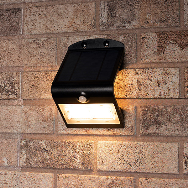 123led Solar wandlamp met sensor | Osaka | Zwart | 3000K | 3.2W  LDR06249 - 1