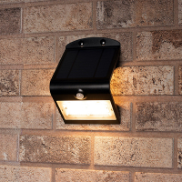 123led Solar wandlamp met sensor | Osaka | Zwart | 3000K | 3.2W  LDR06249