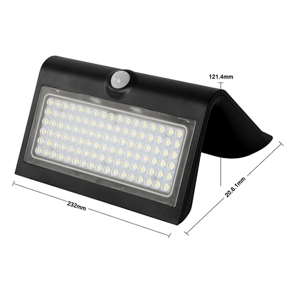 123led Solar wandlamp met sensor | Tokyo | 3000K | IP65 |  Zwart | 8W  LDR08578 - 5