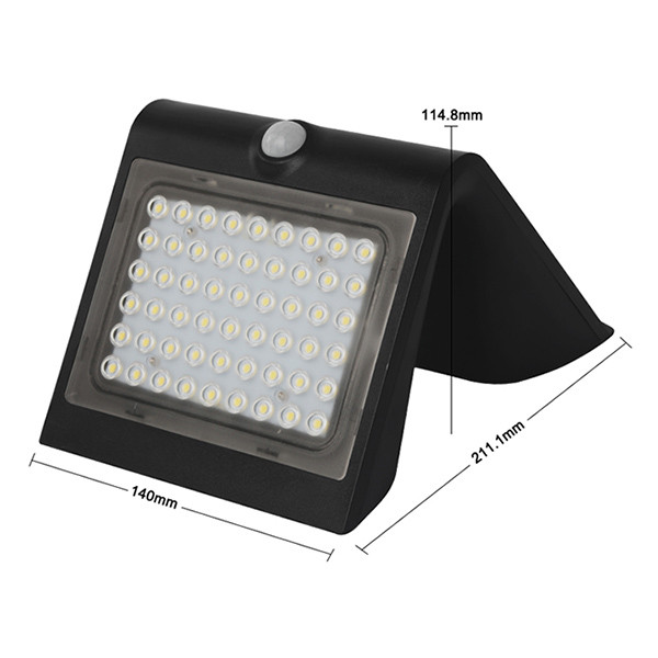 123led Solar wandlamp met sensor | Yoktohama | 3000K | IP65 | Zwart | 4W  LDR08576 - 5