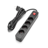 123led Stekkerdoos 4-voudig met schakelaar | 3 meter | Zwart  LDR06449